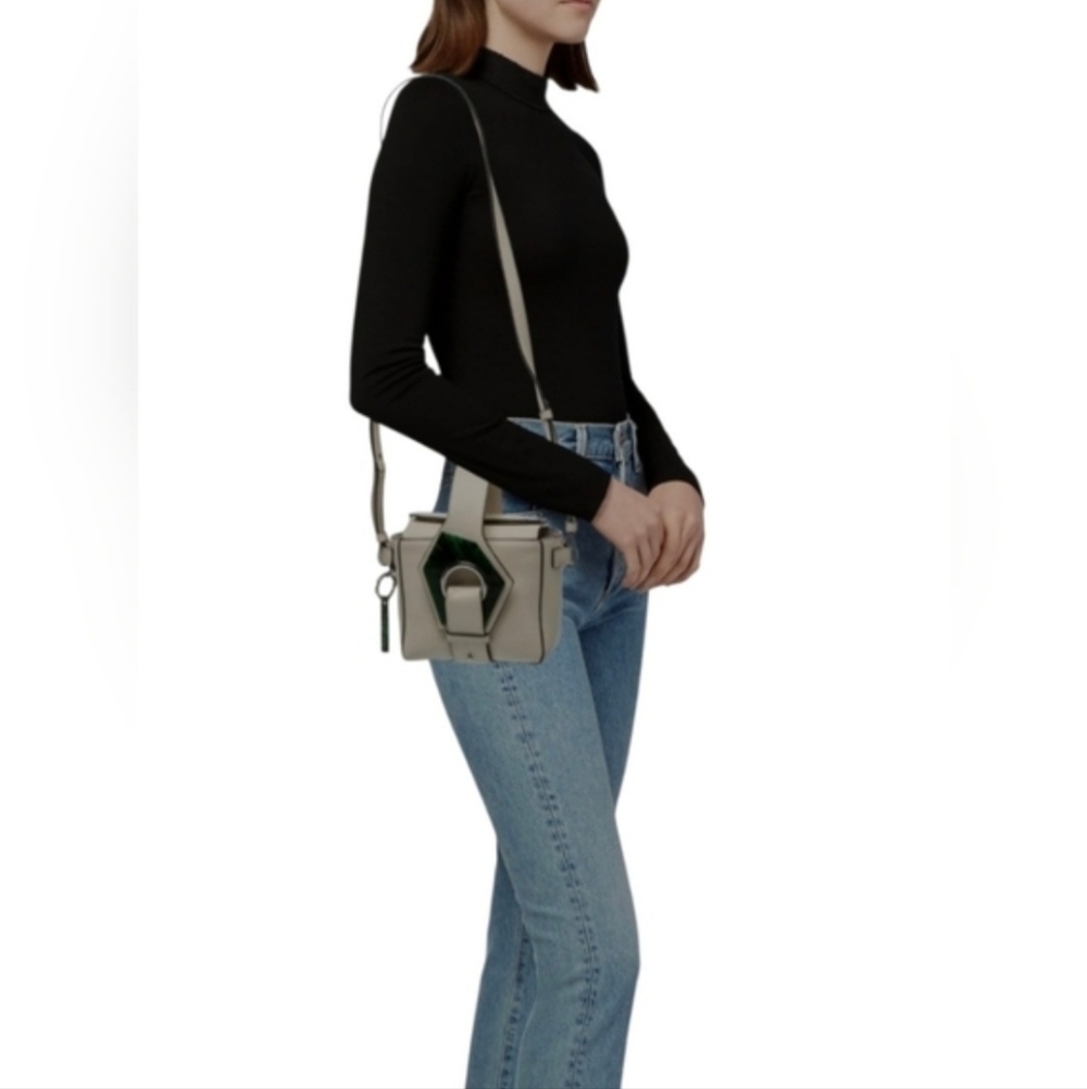 Ganni Leather Micro Crossbody Box Bag In Egret Color & Dustbag-Like New - Picture 17 of 17